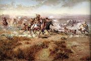 unknow artist Attack on the wagon Train Spain oil painting artist